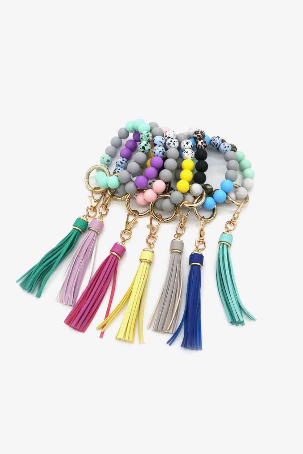 Assorted 2-Pack Multicolored Beaded Tassel Keychain