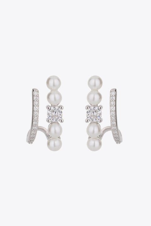 Synthetic Pearl 925 Sterling Silver Earrings