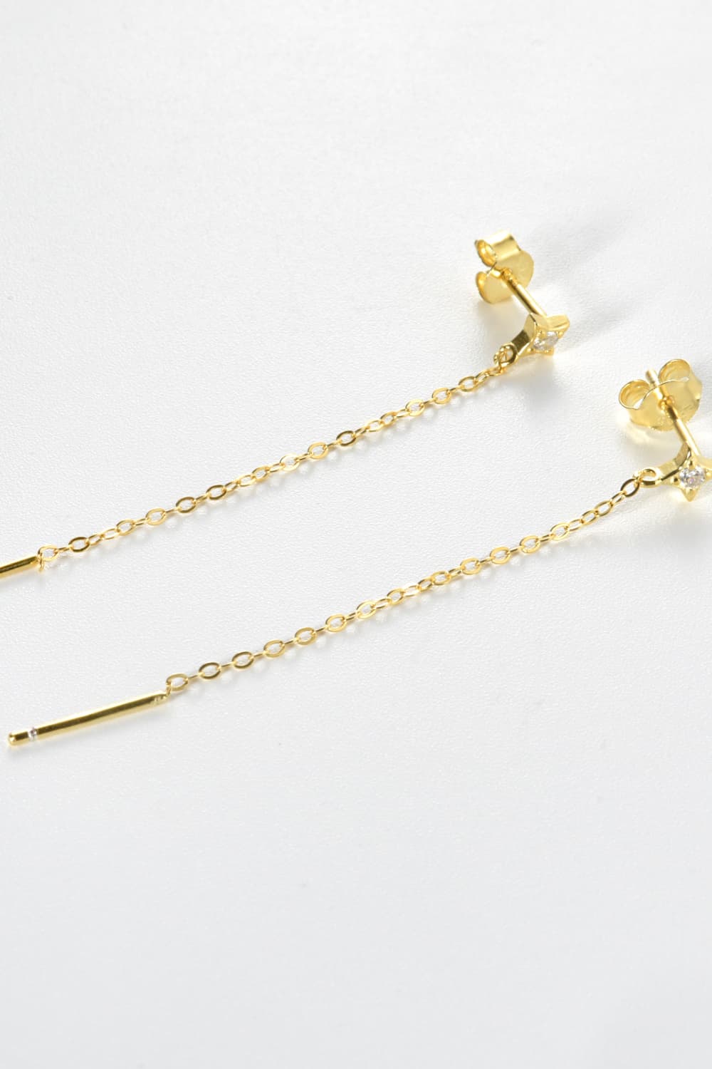 Inlaid Zircon Long Chain Stud Earrings