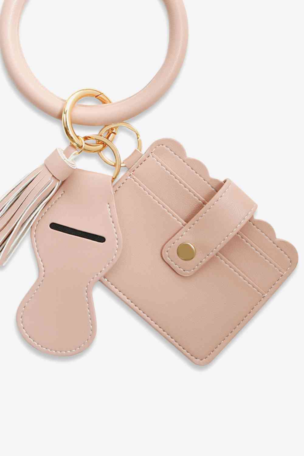 PU Wristlet Keychain with Card Holder