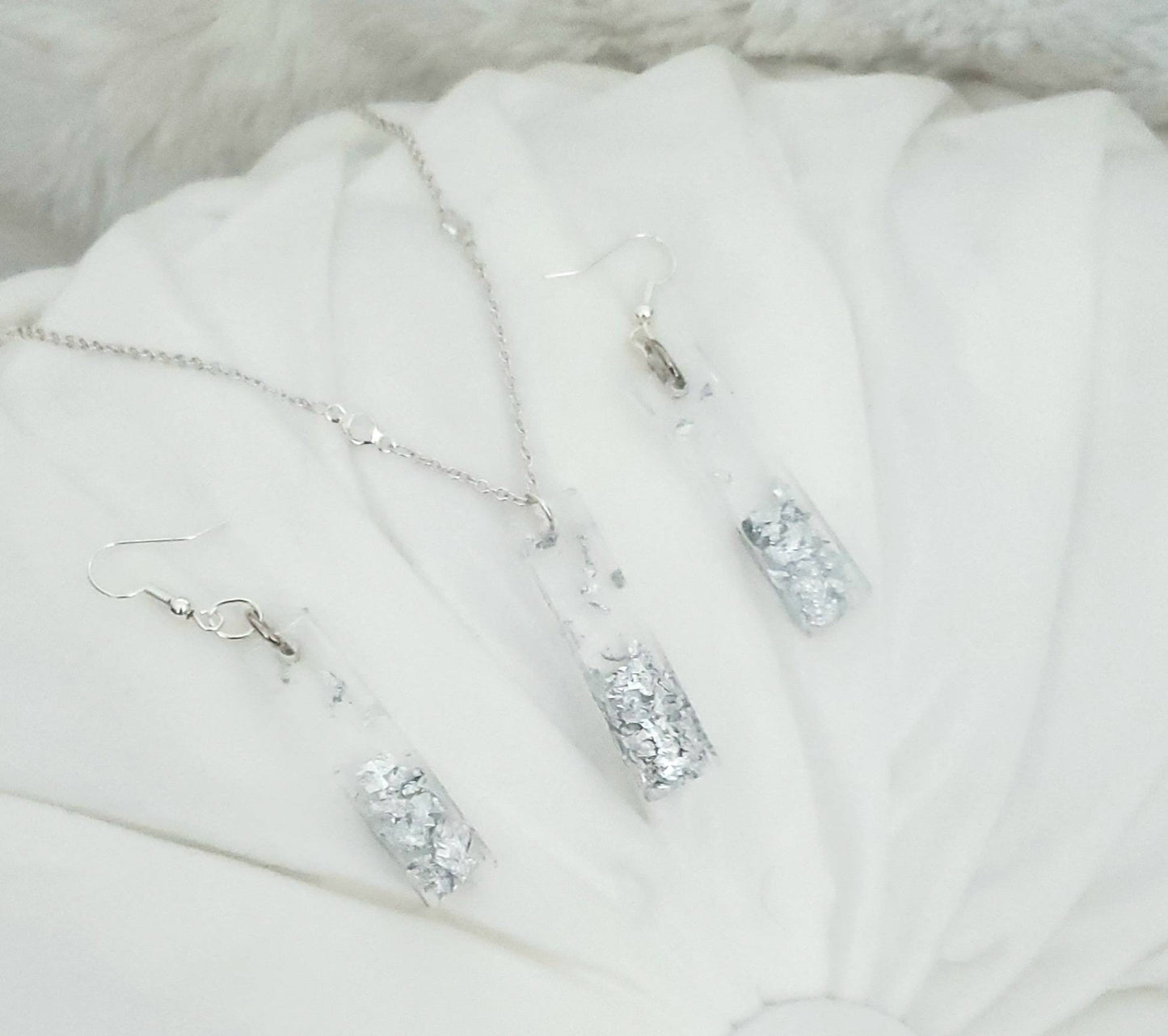 Gold or Silver leaf earring & necklace set