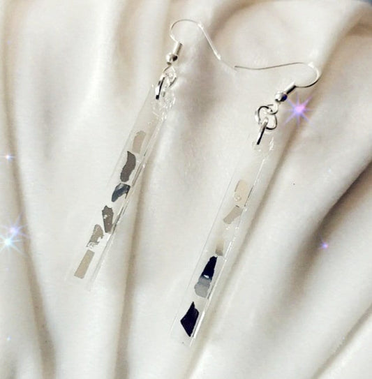 Long Broken Glass Earrings