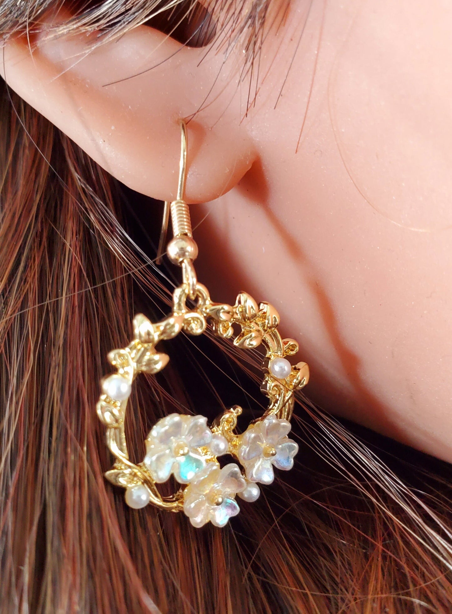 Gold Flower Hoops