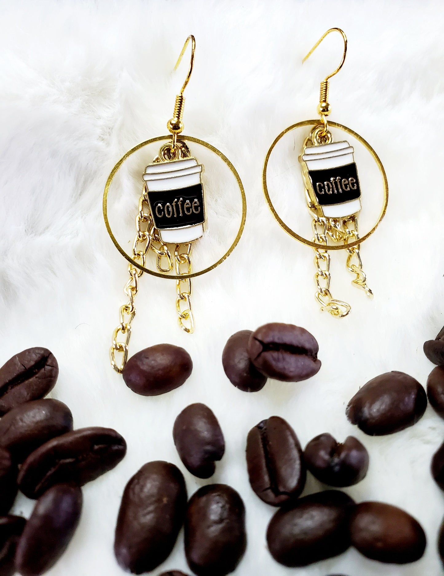 Coffee Earrings Dangle Hoops