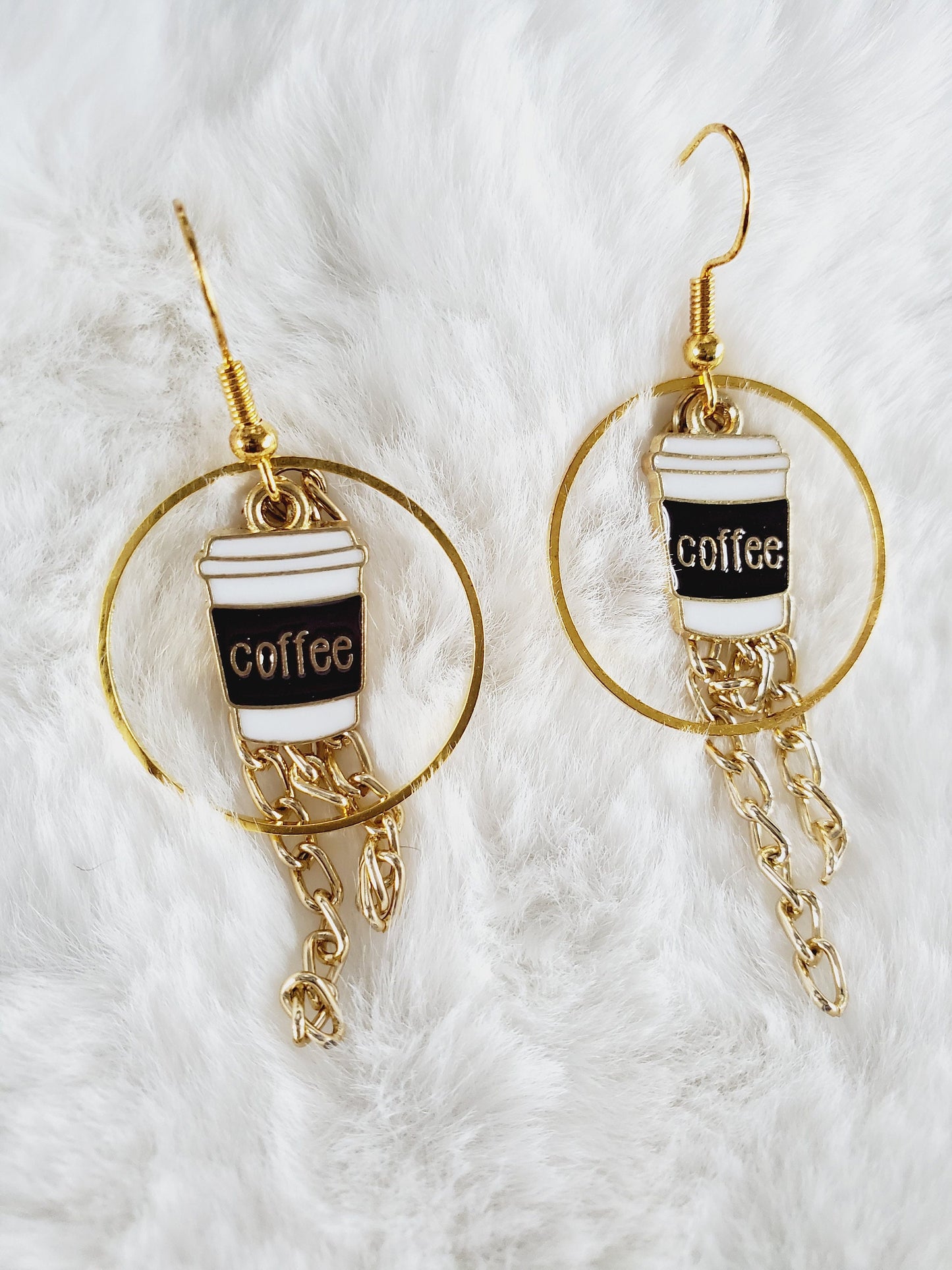 Coffee Earrings Dangle Hoops