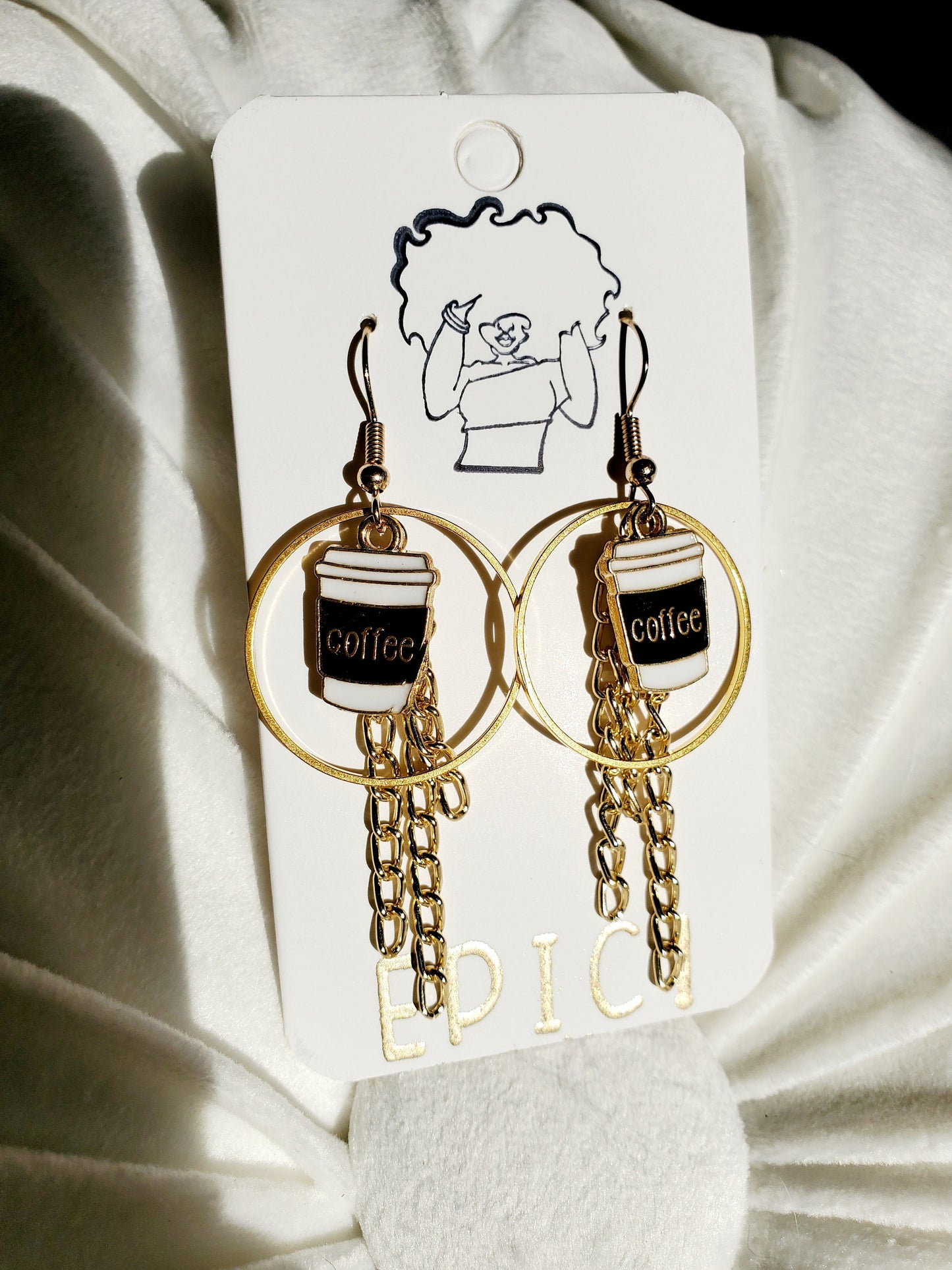 Coffee Earrings Dangle Hoops