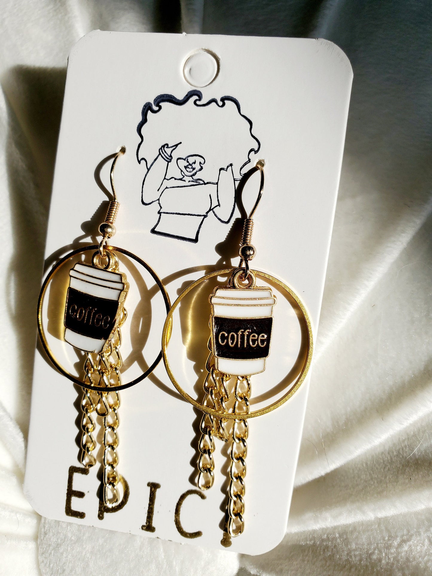 Coffee Earrings Dangle Hoops