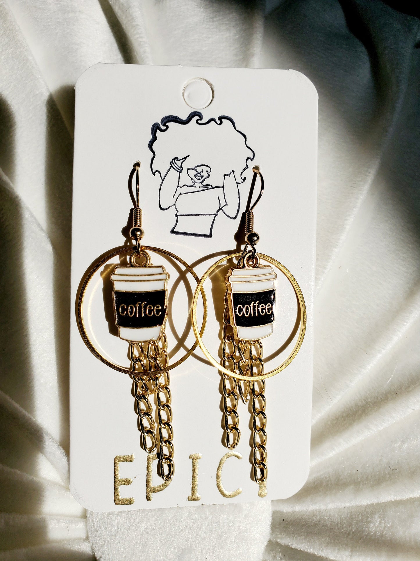 Coffee Earrings Dangle Hoops