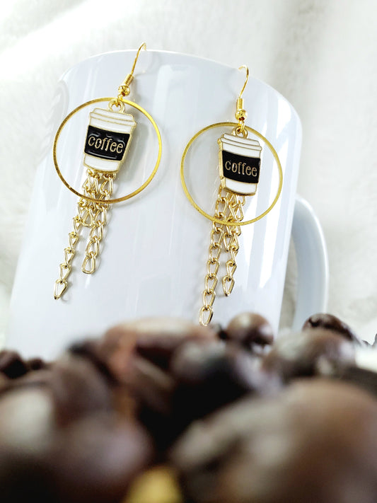 Coffee Earrings Dangle Hoops