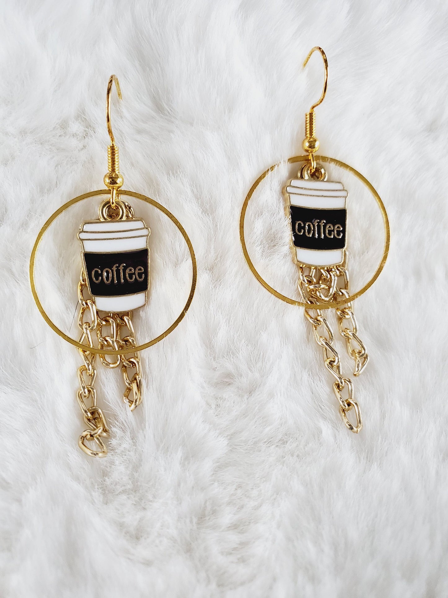 Coffee Earrings Dangle Hoops